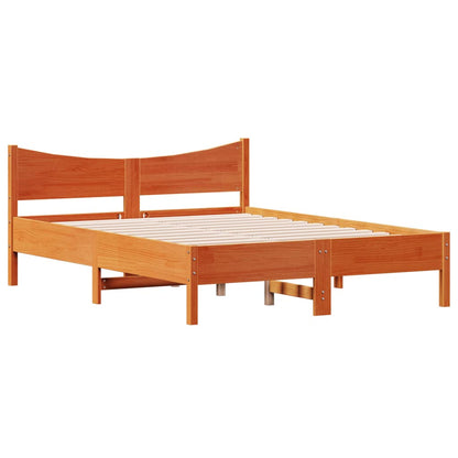 Solid Pine Wood Bed Frame, Wax Brown, 120x200 cm, No Mattress