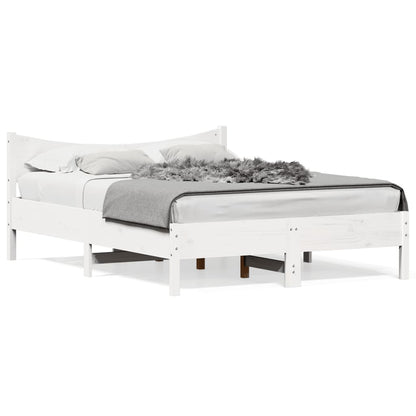 Solid Pine Wood Bed Frame White 140x190 cm - No Mattress Included