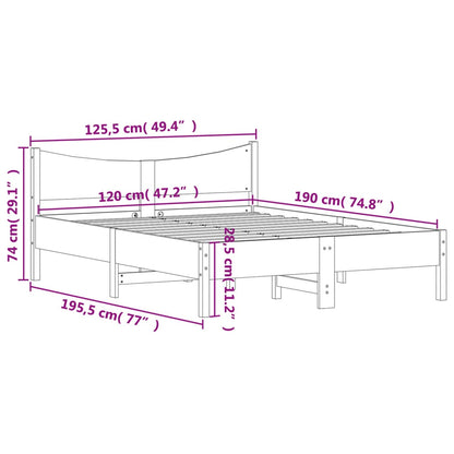 Solid Pine Wood Bed Frame 120x190 cm - Small Double, No Mattress