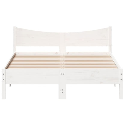 Solid Pine Small Double Bed Frame White 120x190 cm