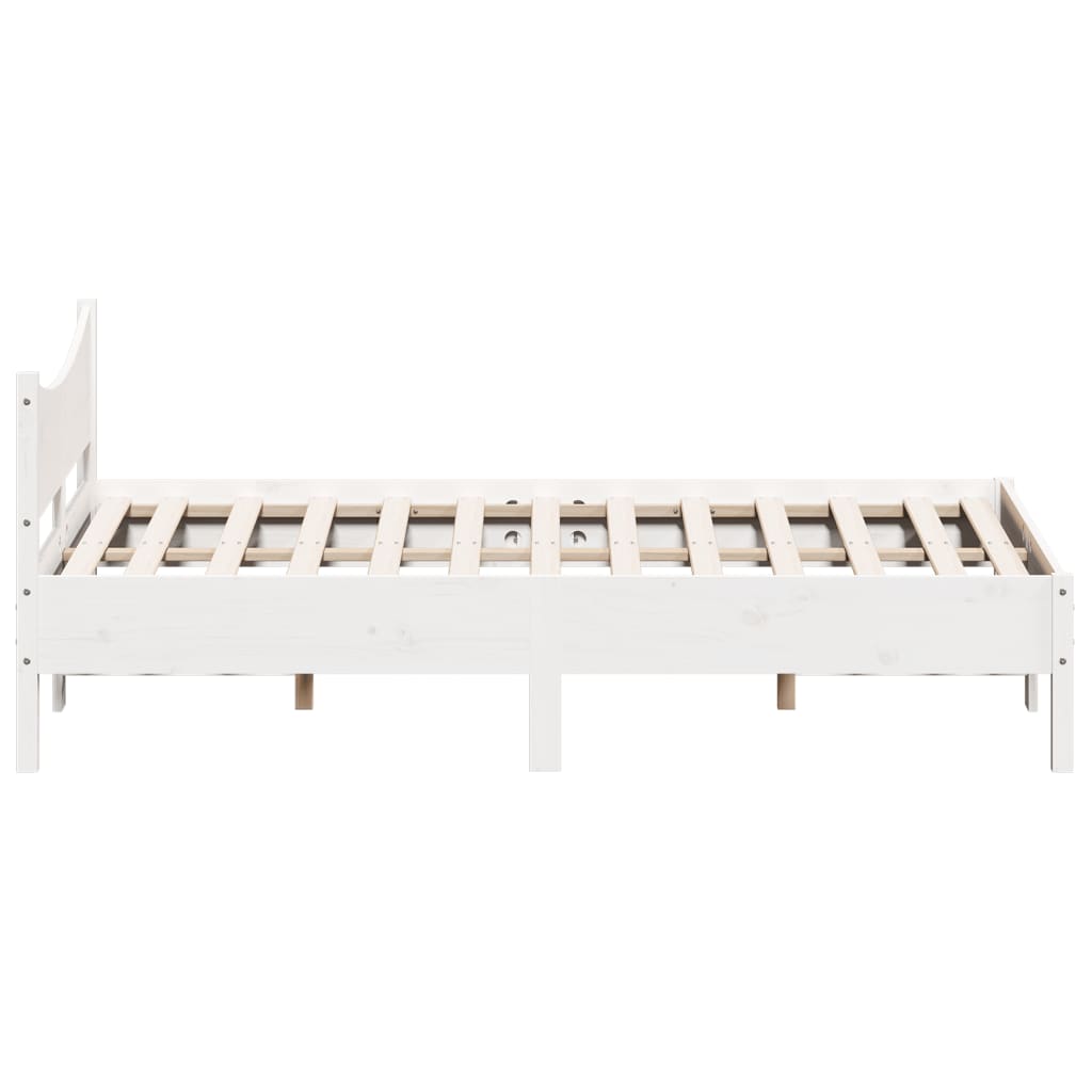Solid Pine Small Double Bed Frame White 120x190 cm