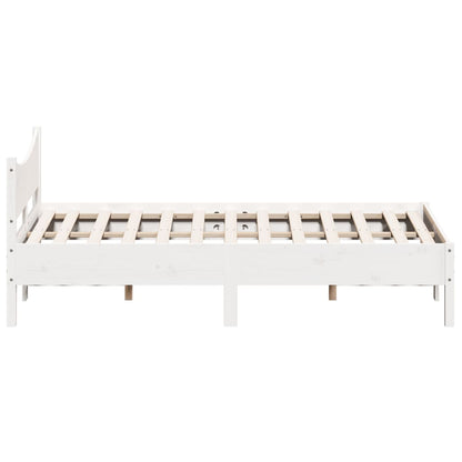 Solid Pine Small Double Bed Frame White 120x190 cm