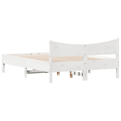 Solid Pine Small Double Bed Frame White 120x190 cm