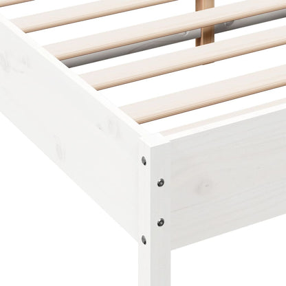 Solid Pine Small Double Bed Frame White 120x190 cm
