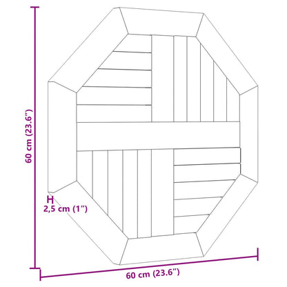 Octagonal Solid Teak Wood Table Top 60x60x2.5 cm