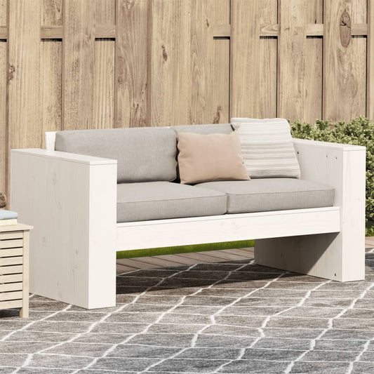 White 2-Seater Garden Sofa - 134cm Solid Pine Wood