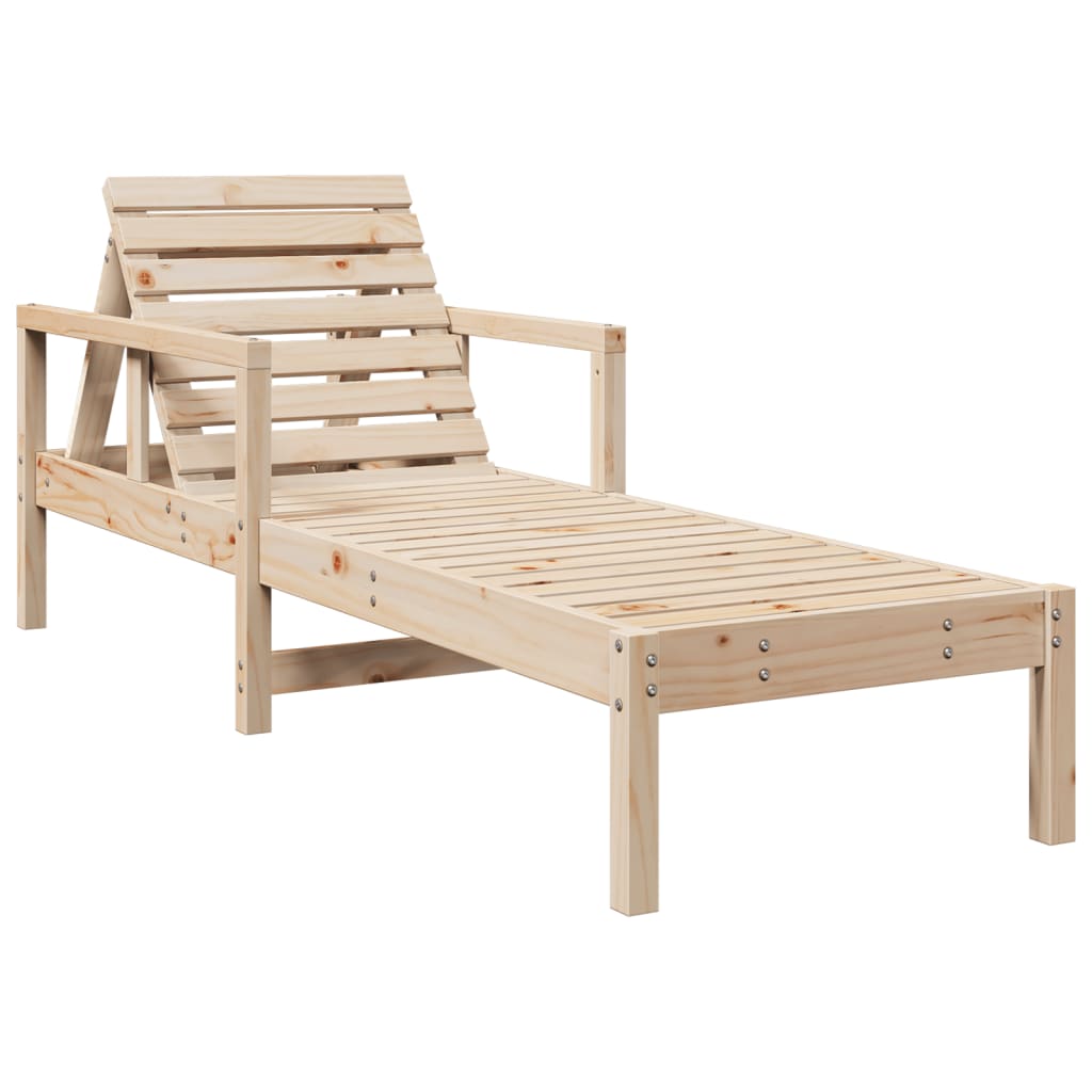 Solid Pine Sun Lounger - Durable Outdoor Relaxation 199.5x62x55 cm