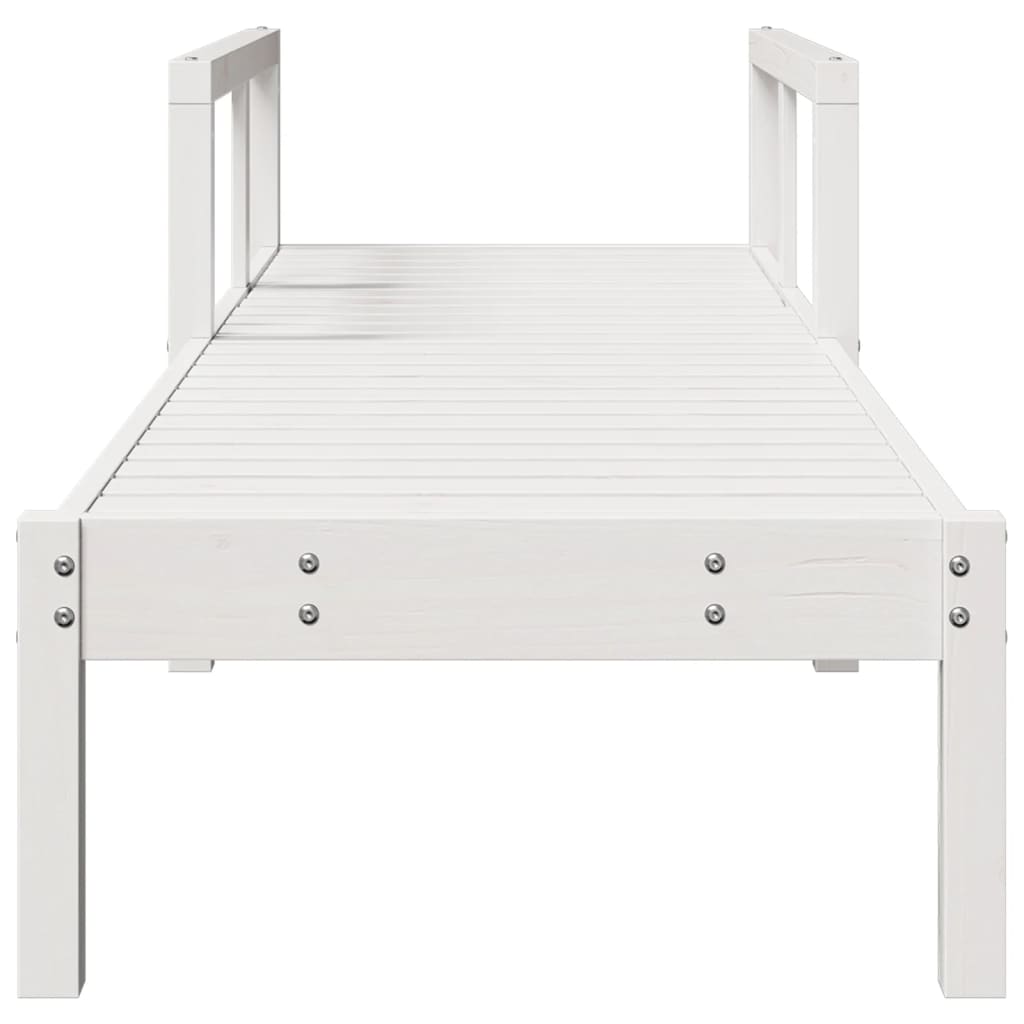 Solid Wood Pine Sun Lounger - White, 199.5x62x55 cm