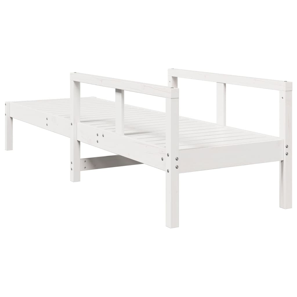 Solid Wood Pine Sun Lounger - White, 199.5x62x55 cm