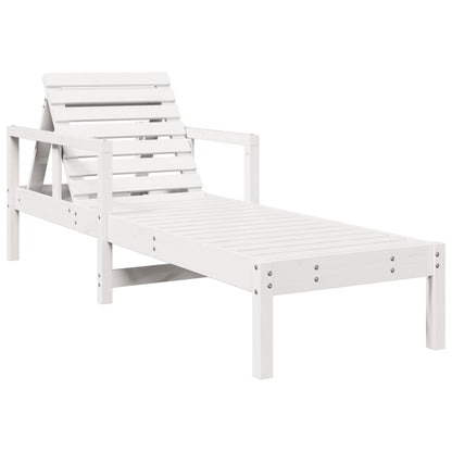 Solid Wood Pine Sun Lounger - White, 199.5x62x55 cm