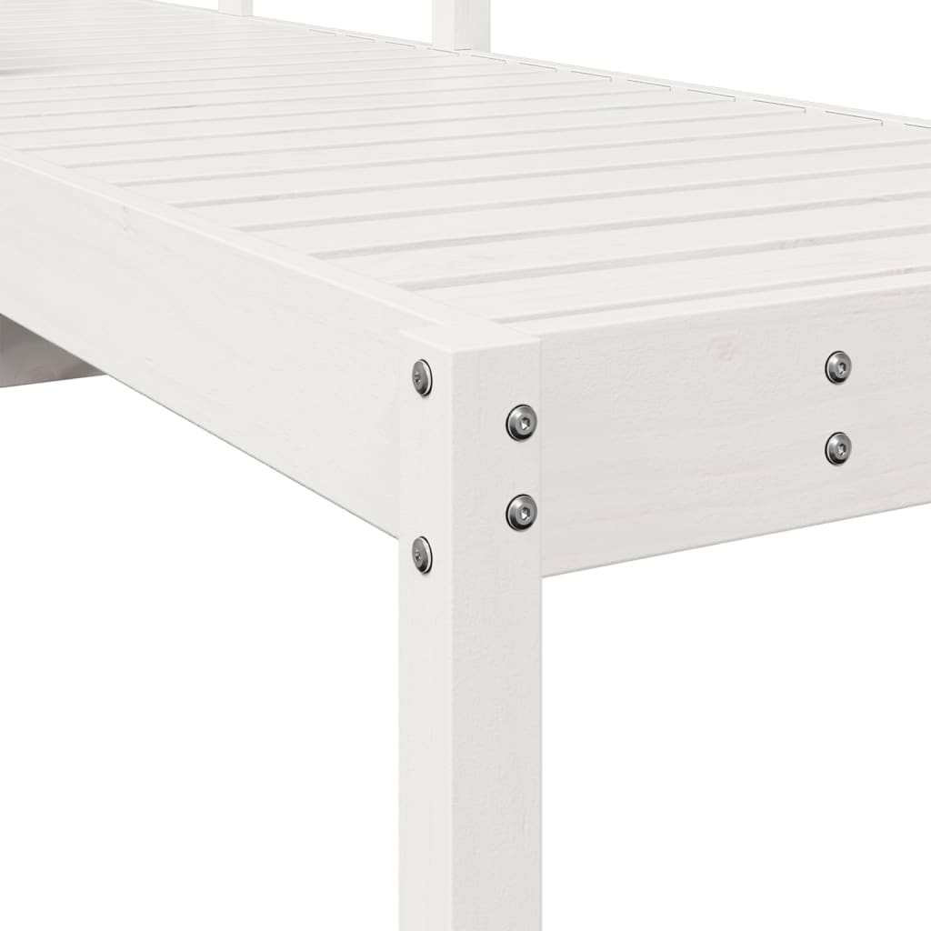 Solid Wood Pine Sun Lounger - White, 199.5x62x55 cm