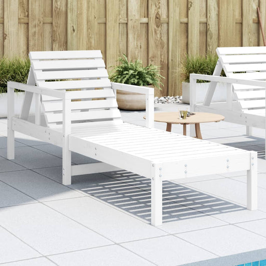 Solid Wood Pine Sun Lounger - White, 199.5x62x55 cm