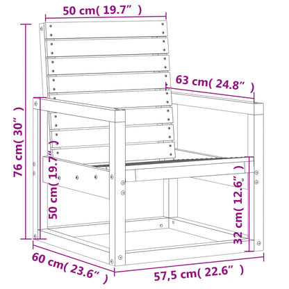 Compact Garden Chair - 57.5x63x76 cm - Impregnated Pine Wood