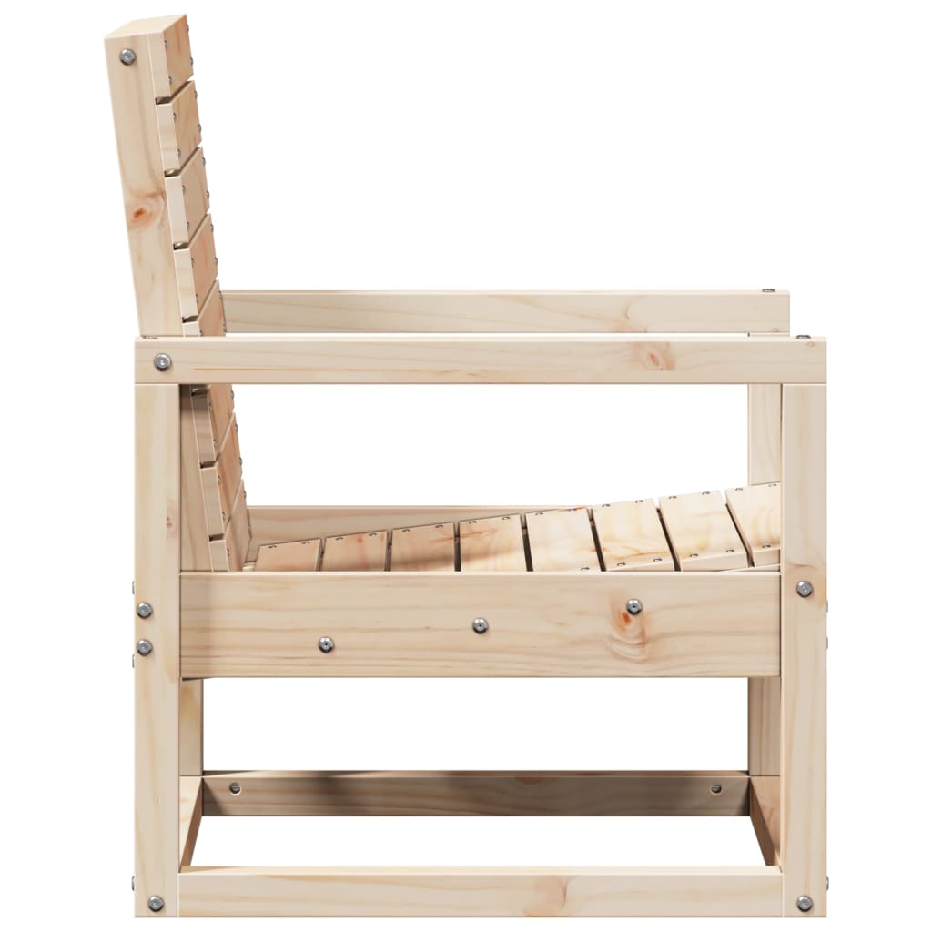 3-Piece Solid Pine Wood Garden Lounge Set - Natural Finish