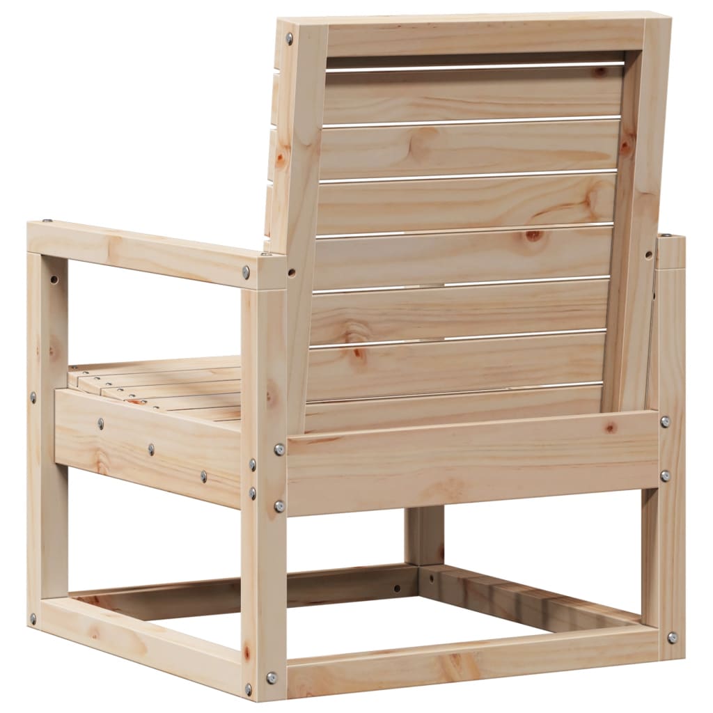3-Piece Solid Pine Wood Garden Lounge Set - Natural Finish