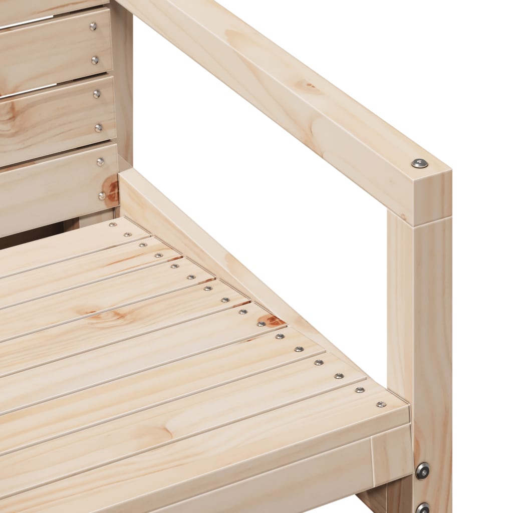 3-Piece Solid Pine Wood Garden Lounge Set - Natural Finish