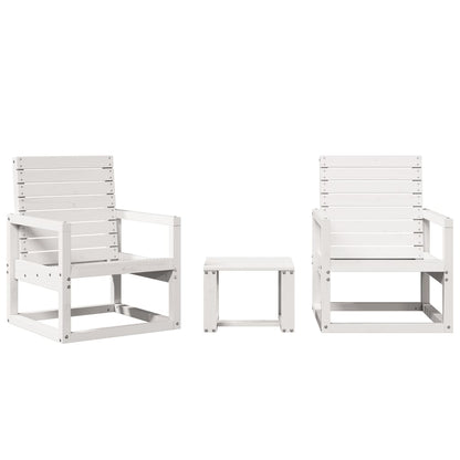 3-Piece White Pine Wood Garden Lounge Set