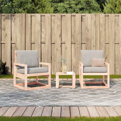 3-Piece Douglas Solid Wood Garden Lounge Set - Natural Finish