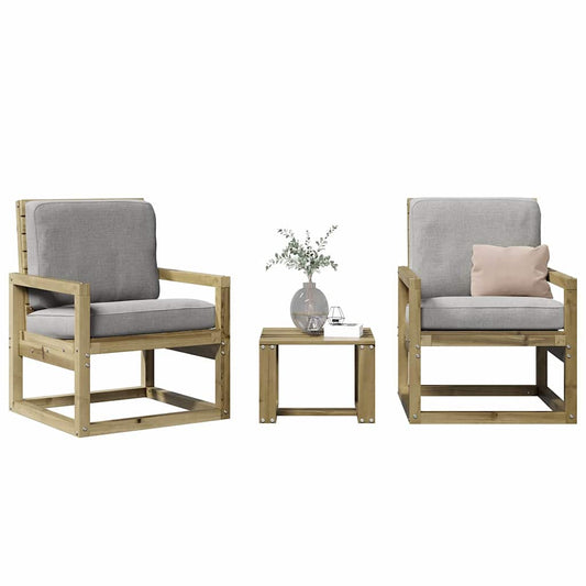 3-Piece Pine Wood Garden Lounge Set - Impregnated Finish