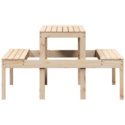 Solid Pine Wood Picnic Table - Natural Finish, 110x134x75 cm