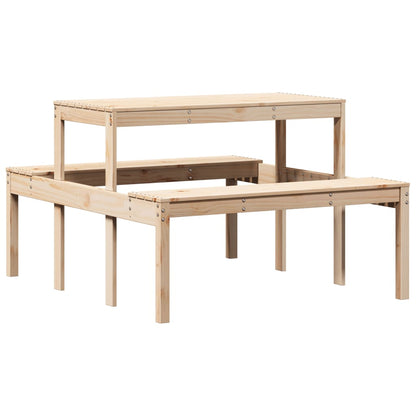 Solid Pine Wood Picnic Table - Natural Finish, 110x134x75 cm