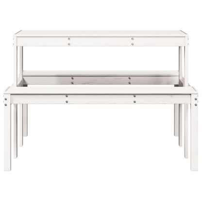 White Solid Pine Wood Picnic Table - 110x134x75 cm