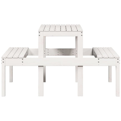 White Solid Pine Wood Picnic Table - 110x134x75 cm