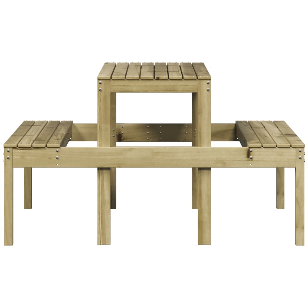 Impregnated Pine Wood Picnic Table - 110x134x75 cm, Natural Finish