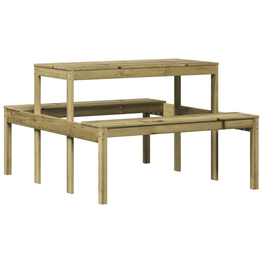 Impregnated Pine Wood Picnic Table - 110x134x75 cm, Natural Finish