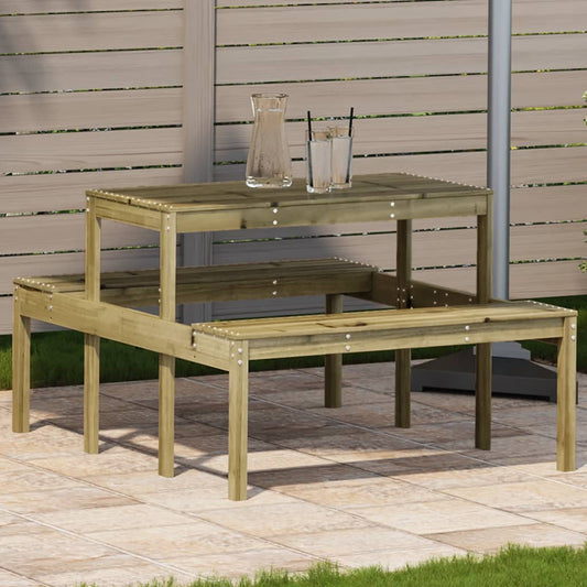 Impregnated Pine Wood Picnic Table - 110x134x75 cm, Natural Finish