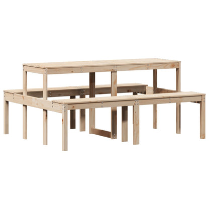 Solid Pine Wood Picnic Table - 160x134x75 cm, Natural Finish