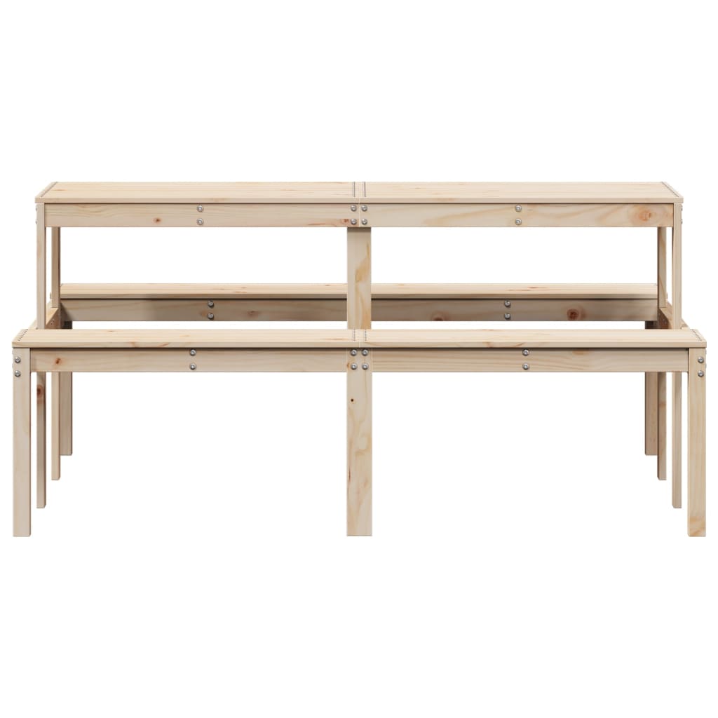 Solid Pine Wood Picnic Table - 160x134x75 cm, Natural Finish