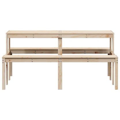 Solid Pine Wood Picnic Table - 160x134x75 cm, Natural Finish