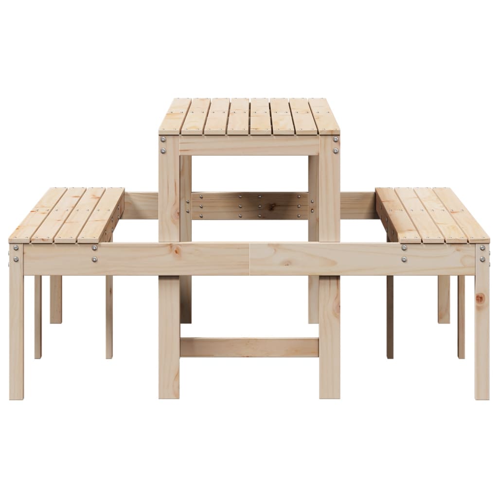 Solid Pine Wood Picnic Table - 160x134x75 cm, Natural Finish