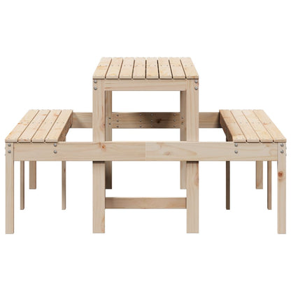 Solid Pine Wood Picnic Table - 160x134x75 cm, Natural Finish