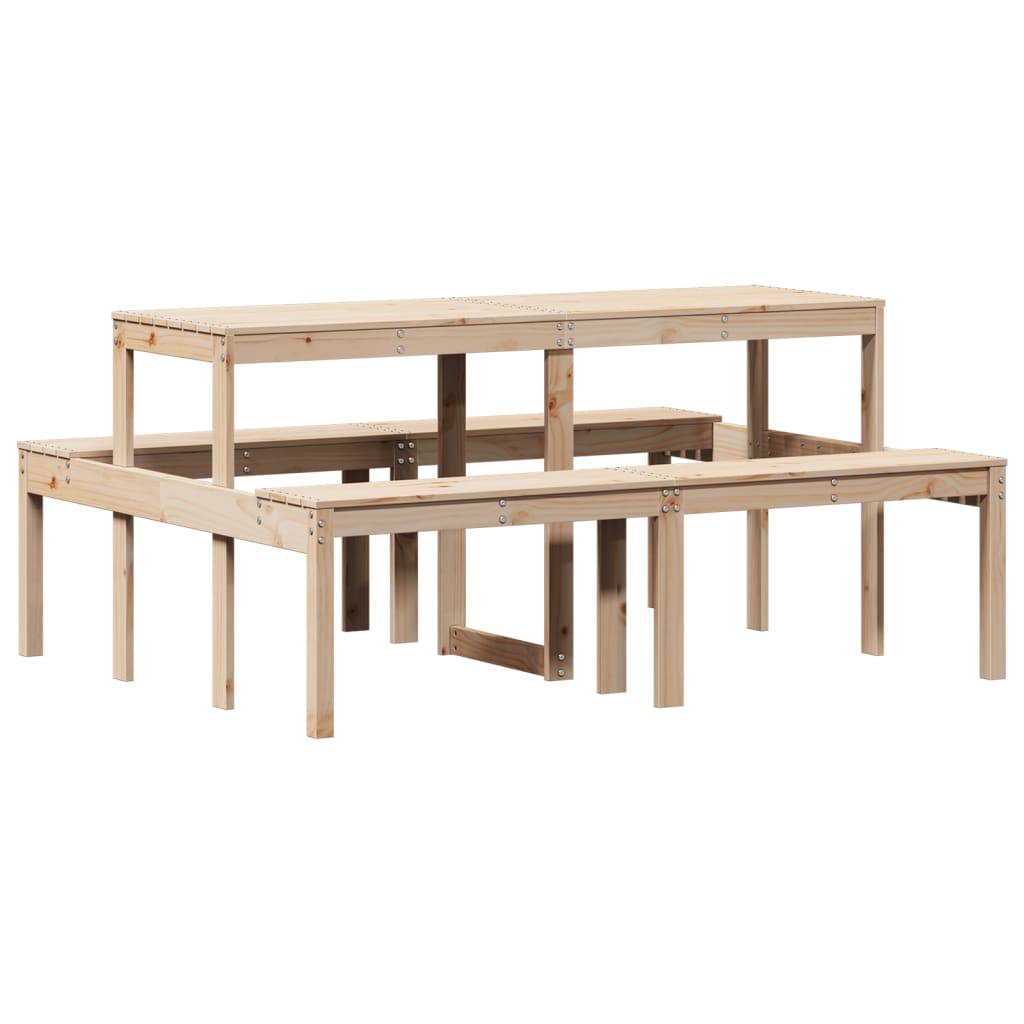 Solid Pine Wood Picnic Table - 160x134x75 cm, Natural Finish