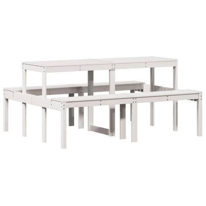 Solid Pine Wood Picnic Table in White - 160x134x75 cm