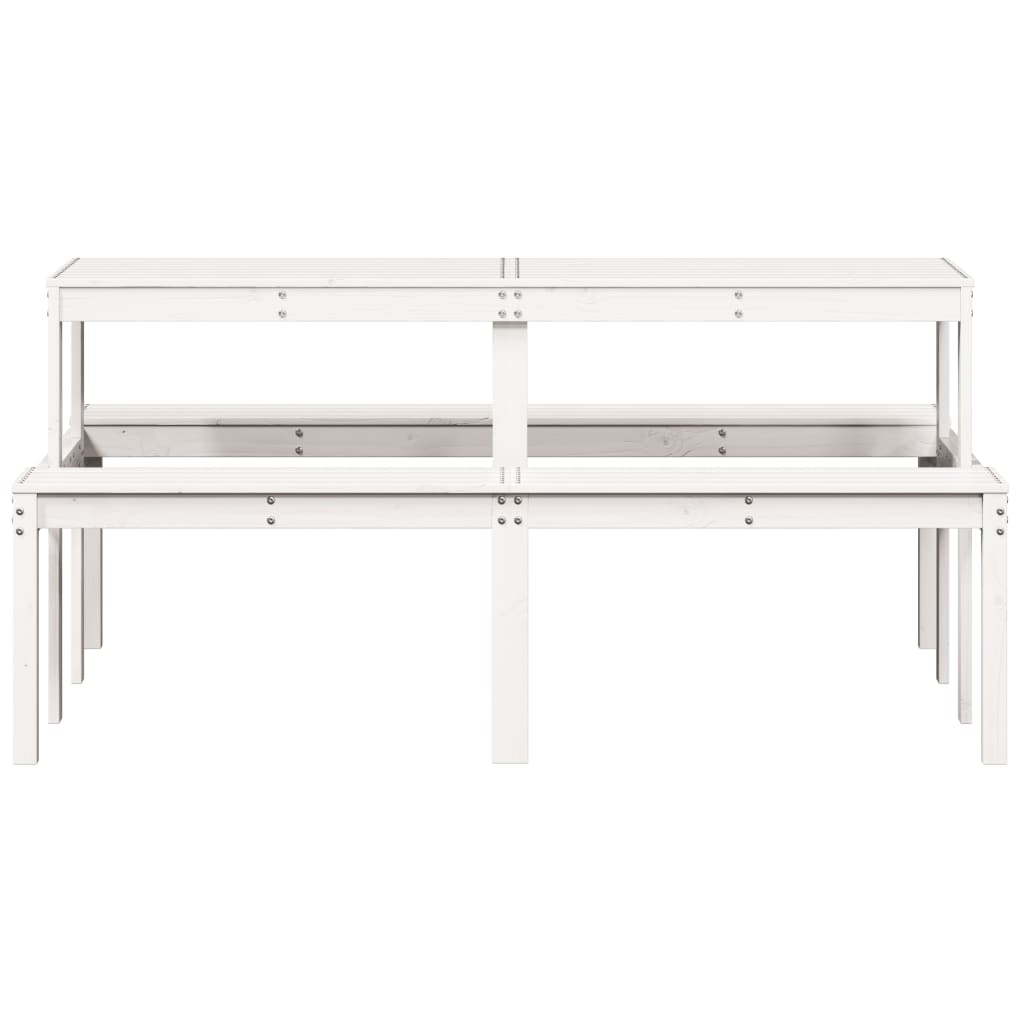 Solid Pine Wood Picnic Table in White - 160x134x75 cm