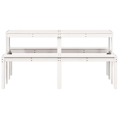 Solid Pine Wood Picnic Table in White - 160x134x75 cm