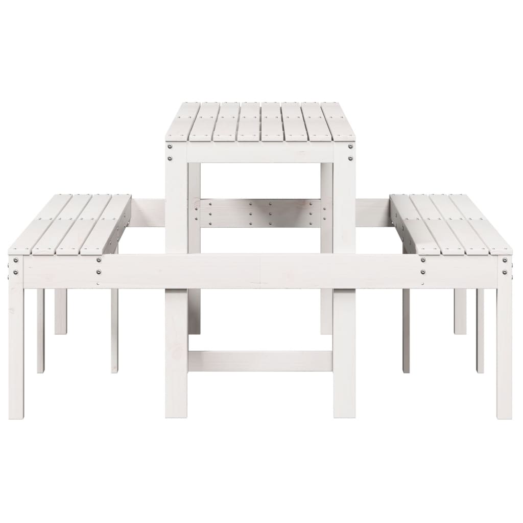 Solid Pine Wood Picnic Table in White - 160x134x75 cm