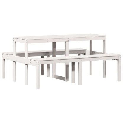 Solid Pine Wood Picnic Table in White - 160x134x75 cm