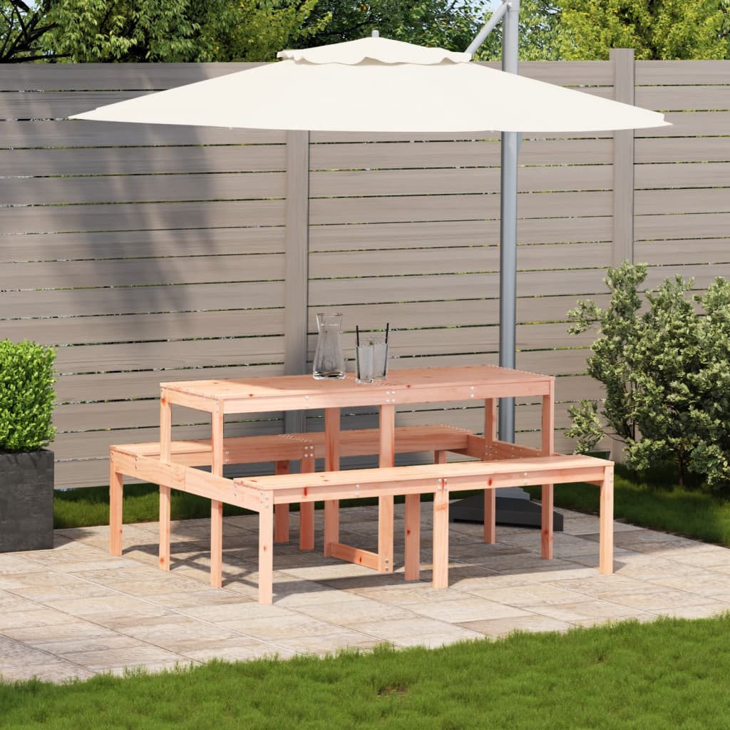 Solid Douglas Wood Picnic Table - 160x134x75 cm, Natural Finish