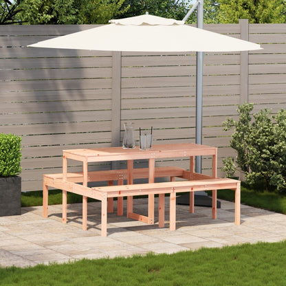 Solid Douglas Wood Picnic Table - 160x134x75 cm, Natural Finish