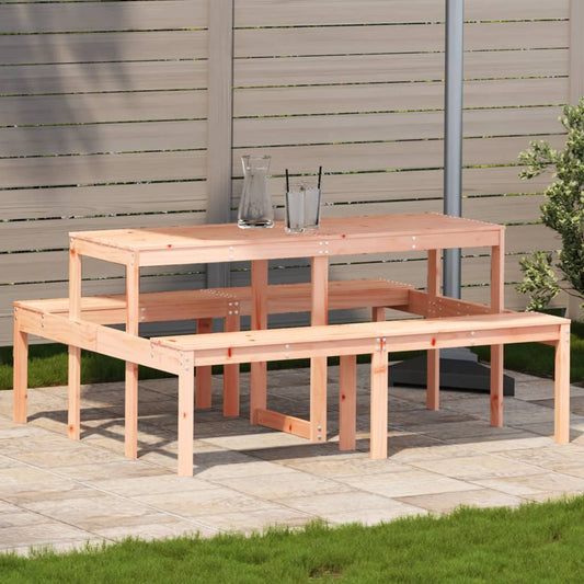 Solid Douglas Wood Picnic Table - 160x134x75 cm, Natural Finish