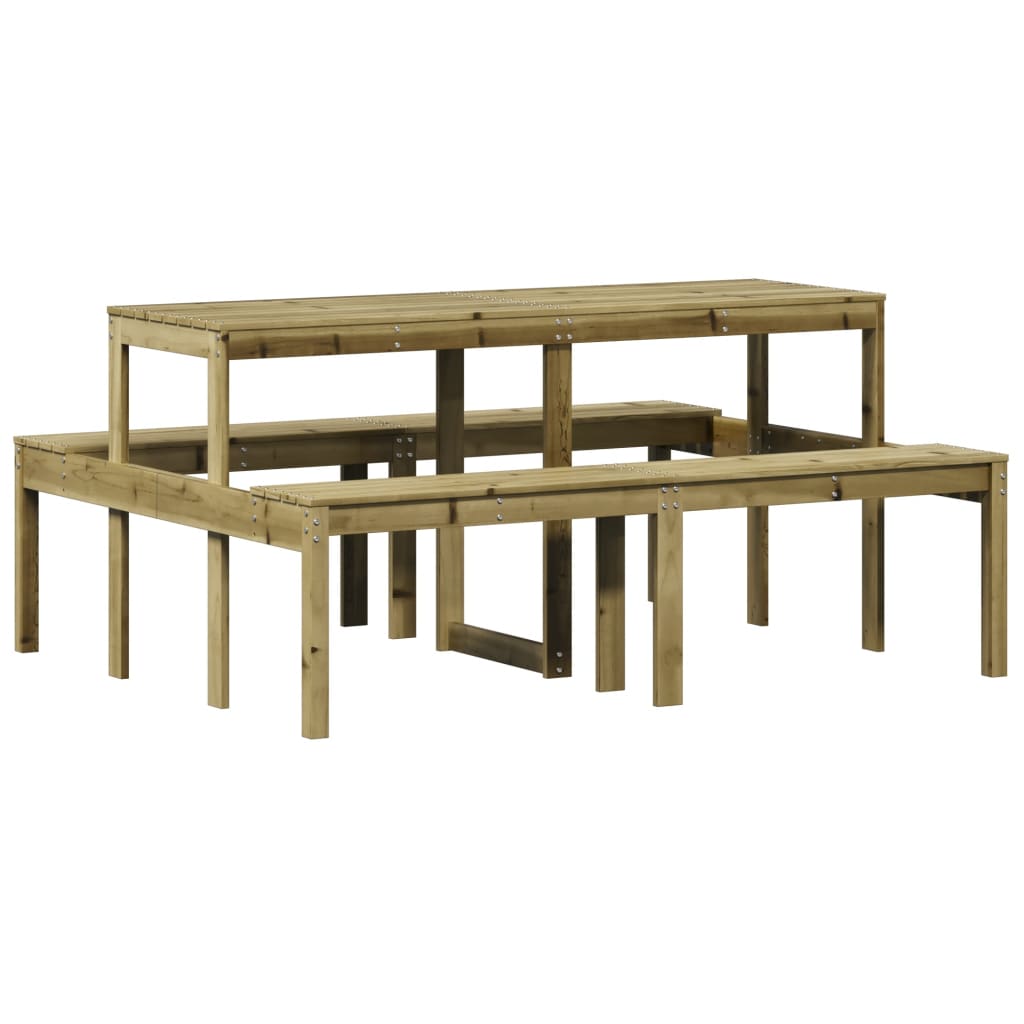 Impregnated Pine Wood Picnic Table 160x134x75 cm - Natural Finish