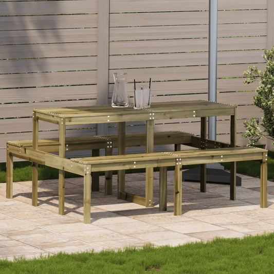 Impregnated Pine Wood Picnic Table 160x134x75 cm - Natural Finish