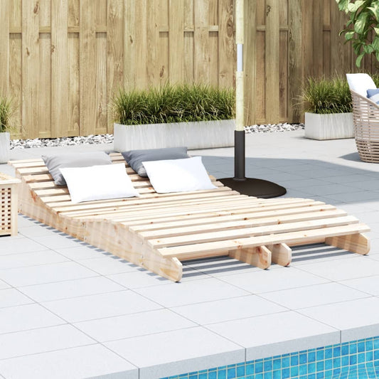 Solid Pine Wood Sun Loungers Set - 2pcs, 205x60x31.5 cm