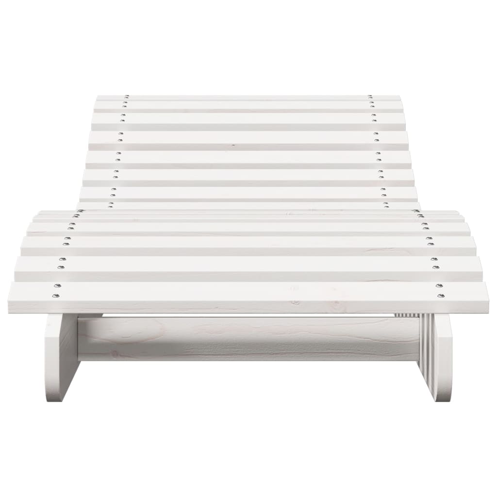 White Solid Wood Pine Sun Lounger 205x60x31.5 cm