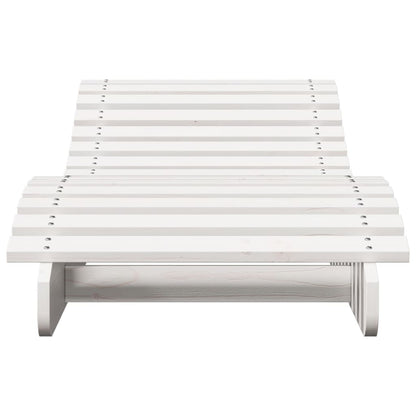 White Solid Wood Pine Sun Lounger 205x60x31.5 cm