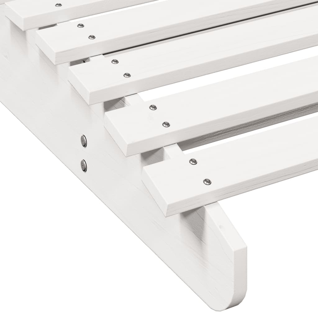 White Solid Wood Pine Sun Lounger 205x60x31.5 cm
